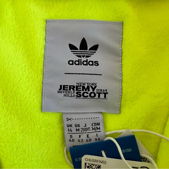 💙NWT💙 ADIDAS Jeremy Scott Track Top Solar Yellow - Picture 9 of 10
